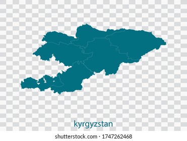 kyrgyzstan map vector, isolated teal color on transparent background