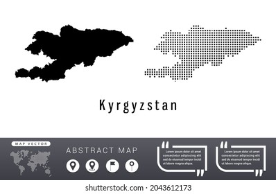Kyrgyzstan map vector set halftone dots black.