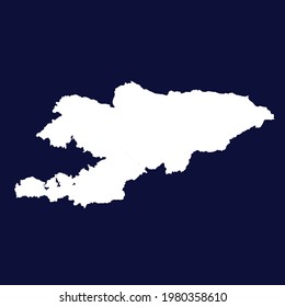 Mapa vectorial de Kirguistán. color blanco sobre fondo azul.