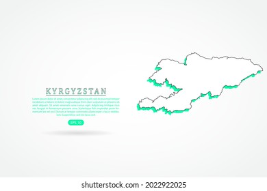 Kyrgyzstan Map - World Map International vector template with green and outline graphic sketch style isolated on white background - Vector illustration eps 10