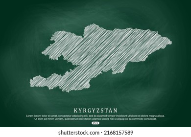 Kyrgyzstan Map - World Map International vector template with white outline graphic sketch and old school style  isolated on Green Chalkboard background - Vector illustration eps 10