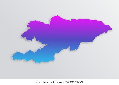 Kyrgyzstan Map - World map International vector template with 3D, paper style including shadow and Gradient blue, purple color on grey background for design, infographic - Vector illustration eps 10