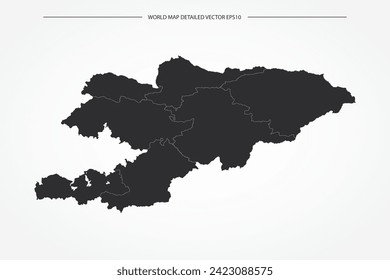 Kyrgyzstan Map - World Map International vector template with High detailed with black and white outline color isolated on white background - Vector illustration eps 10