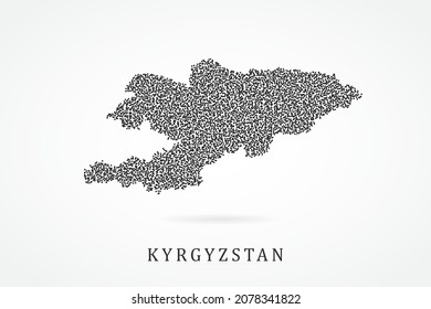 Mapa de Kirguistán - Plantilla de vector de mapa mundial con cuadrícula negra sobre fondo blanco para educación, infografía, diseño, sitio web, banner - Ilustración vectorial 10