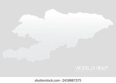 Mapa de Kirguistán - Plantilla vectorial del Mapa Mundial con Alto detalle incluyendo color de gradiente blanco y gris y color de contorno blanco aislado en fondo gris - Ilustraciones vectoriales 10
