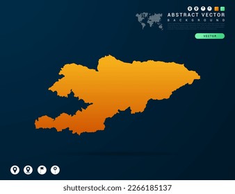 Mapa kirguiso de gradiente amarillo y naranja en vector de fondo oscuro.