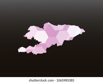 Kyrgyzstan map-Purple map made of hexagon on black and gray background, gradient color. Vector illustration eps 10.