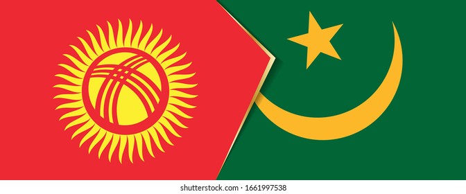 Kyrgyzstan and Mauritania flags, two vector flags symbol of relationship or confrontation.