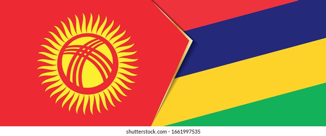 Kyrgyzstan and Mauritius flags, two vector flags symbol of relationship or confrontation.