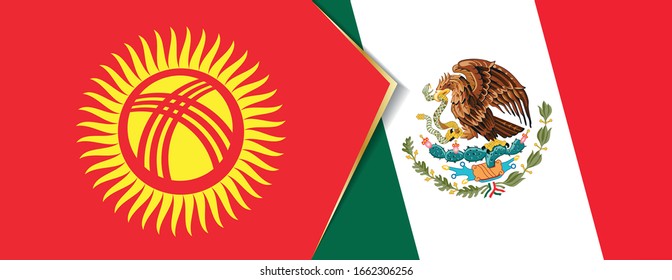 Kyrgyzstan and Mexico flags, two vector flags symbol of relationship or confrontation.