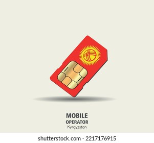 Kyrgyzstan. Mobile operator SIM card with flag. Vector illustration