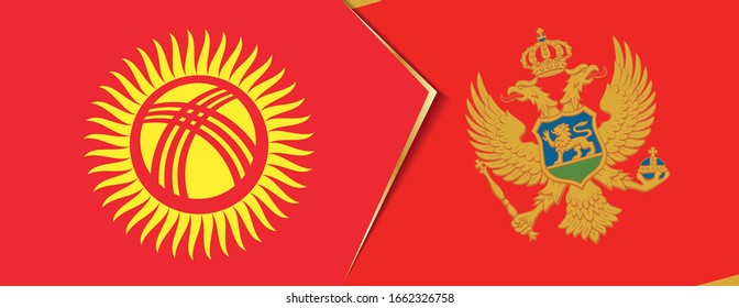 Kyrgyzstan and Montenegro flags, two vector flags symbol of relationship or confrontation.