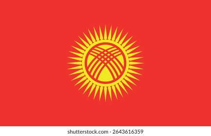 Kyrgyzstan national flag. Flag of Kyrgyzstan 2023