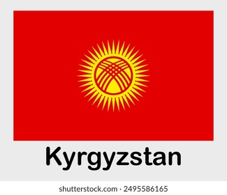 Kyrgyzstan national flag. Banner, state symbol, flagpole.