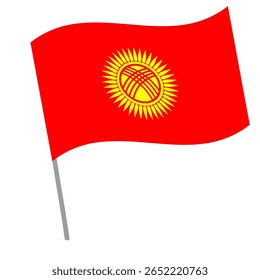 Bandeira nacional do Quirguistão salta com mastro