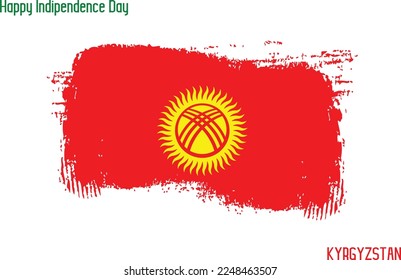 Kyrgyzstan National Flag Grunge Brush Stroke Vecctor Design