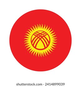 Kyrgyzstan national flag vector icon design. Kyrgyzstan circle flag. Round of Kyrgyzstan flag.
