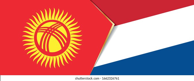 Banderas de Kirguistán y Holanda, dos banderas vectoriales símbolo de relación o enfrentamiento.