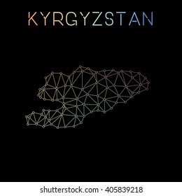 Kyrgyzstan network map. Abstract polygonal map design. Network connections vector illustration.