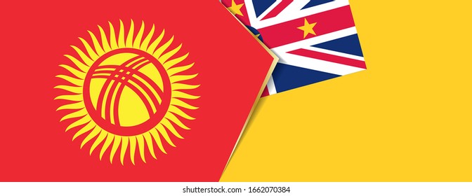 Kyrgyzstan and Niue flags, two vector flags symbol of relationship or confrontation.