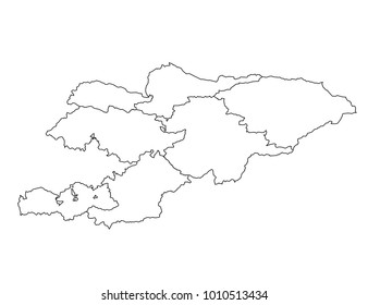 kyrgyzstan outline map. detailed isolated vector country border contour map on white background.