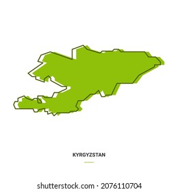 Kyrgyzstan Outline Map with Green Colour. Modern Simple Line Cartoon Design - EPS 10 Vector
