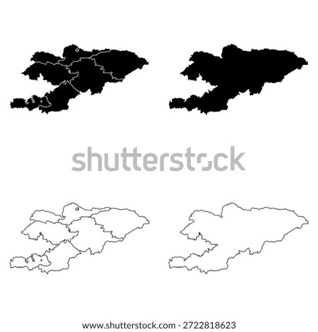 Kyrgyzstan Outline and Solid Fill Map Set.