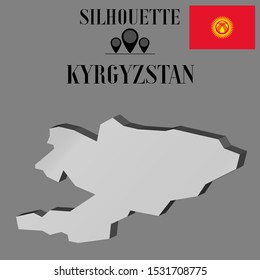 Kyrgyzstan outline world map silhouette vector illustration, creative design background, national country flag, design element, symbols from countries all continents set. 
