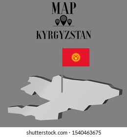 Kyrgyzstan outline world map silhouette vector illustration, creative design background, national country flag, design element, symbols from countries all continents set. 