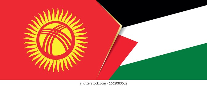 Kyrgyzstan and Palestine flags, two vector flags symbol of relationship or confrontation.