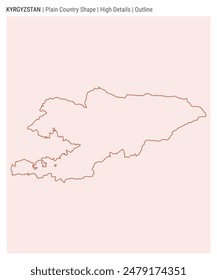 Kyrgyzstan plain country map. High Details. Outline style. Shape of Kyrgyzstan. Vector illustration.