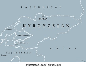 Kyrgyzstan Political Map Capital Bishkek Borders Stock Vector (Royalty ...