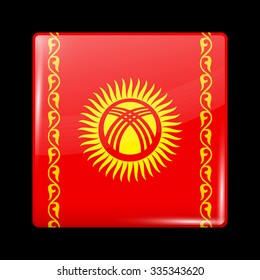 Kyrgyzstan Possible Variant Flag. Glassy Icon Square Shape. This is File from the Collection Flags of Asia