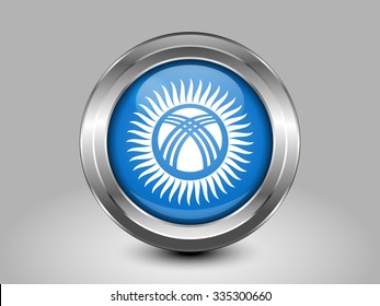 Kyrgyzstan Possible Variant Flag. Metal Round Icons. This is File from the Collection Asian Flags
