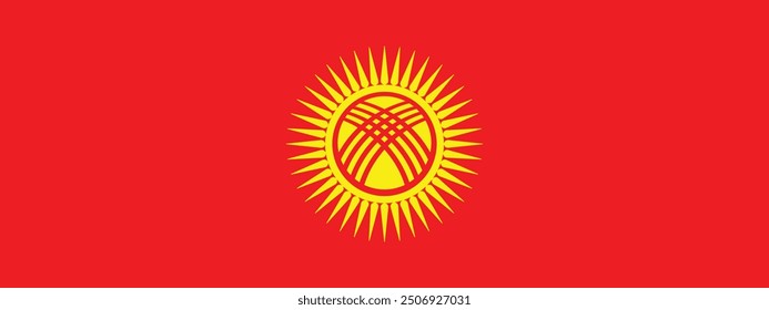 Kyrgyzstan rectangular flag vector design and illustration , National Flag vector design of Kyrgyzstan 
