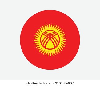 Kyrgyzstan Round Country Flag. Kyrgyz Circle National Flag. Kyrgyz Republic Circular Shape Button Banner. EPS Vector Illustration. svg