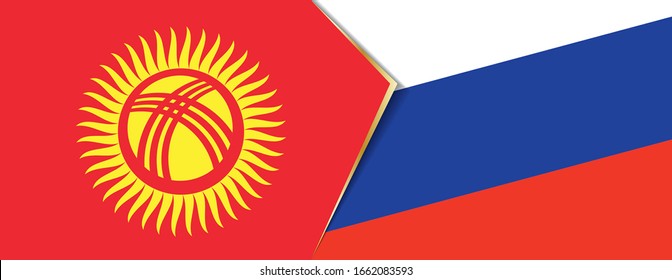 Kyrgyzstan and Russia flags, two vector flags symbol of relationship or confrontation.