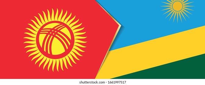 Kyrgyzstan and Rwanda flags, two vector flags symbol of relationship or confrontation.