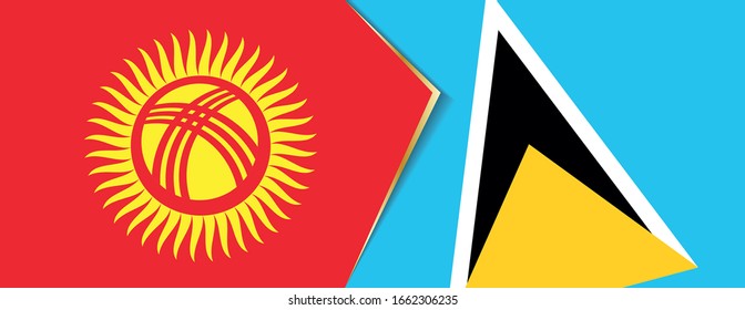Kyrgyzstan and Saint Lucia flags, two vector flags symbol of relationship or confrontation.
