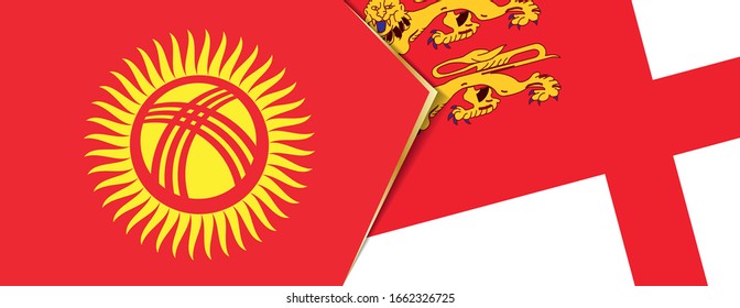 Kyrgyzstan and Sark flags, two vector flags symbol of relationship or confrontation.