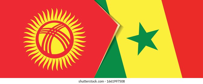 Banderas de Kirguistán y Senegal, dos banderas vectoriales símbolo de relación o enfrentamiento.