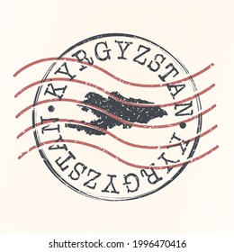 Kyrgyzstan Stamp Map Postal. Silhouette Seal Roads and Streets. Passport Round Design. Vector Icon. Design Retro Travel National Symbol.