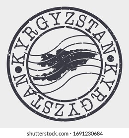Kyrgyzstan Stamp Postal. A Map Silhouette Seal. Passport Round Design. Vector Icon Design Retro Travel.