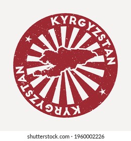 Kyrgyzstan stamp. Travel red rubber stamp with the map of country, vector illustration. Can be used as insignia, logotype, label, sticker or badge of the Kyrgyzstan.