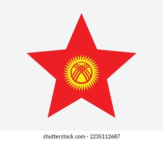 Kyrgyzstan Star Flag. Kyrgyz Republic Star Shape Flag. Country National Banner Icon Symbol Vector Flat Artwork Graphic Illustration svg