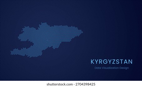 Kyrgyzstan stylized dotted map in modern circular data tech visualization concept.