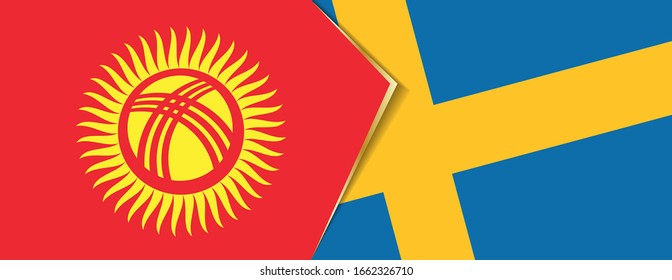 Kyrgyzstan and Sweden flags, two vector flags symbol of relationship or confrontation.