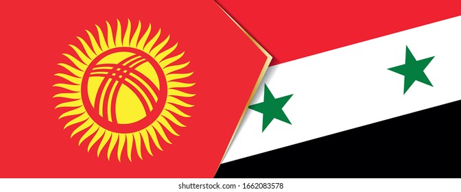 Kyrgyzstan and Syria flags, two vector flags symbol of relationship or confrontation.