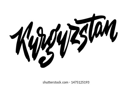 Kyrgyzstan, text design. Vector calligraphy. Typography poster. Usable as background.
