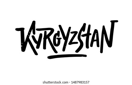 Kyrgyzstan, text design. Vector calligraphy. Typography poster. Usable as background.
